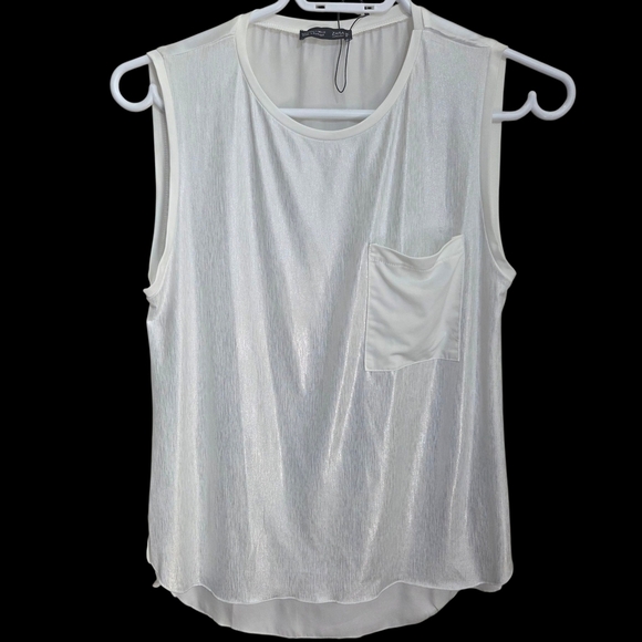 ⭐️Zara White Tank Top Relaxed Fit Sleeveless Size 6 - Picture 1 of 4